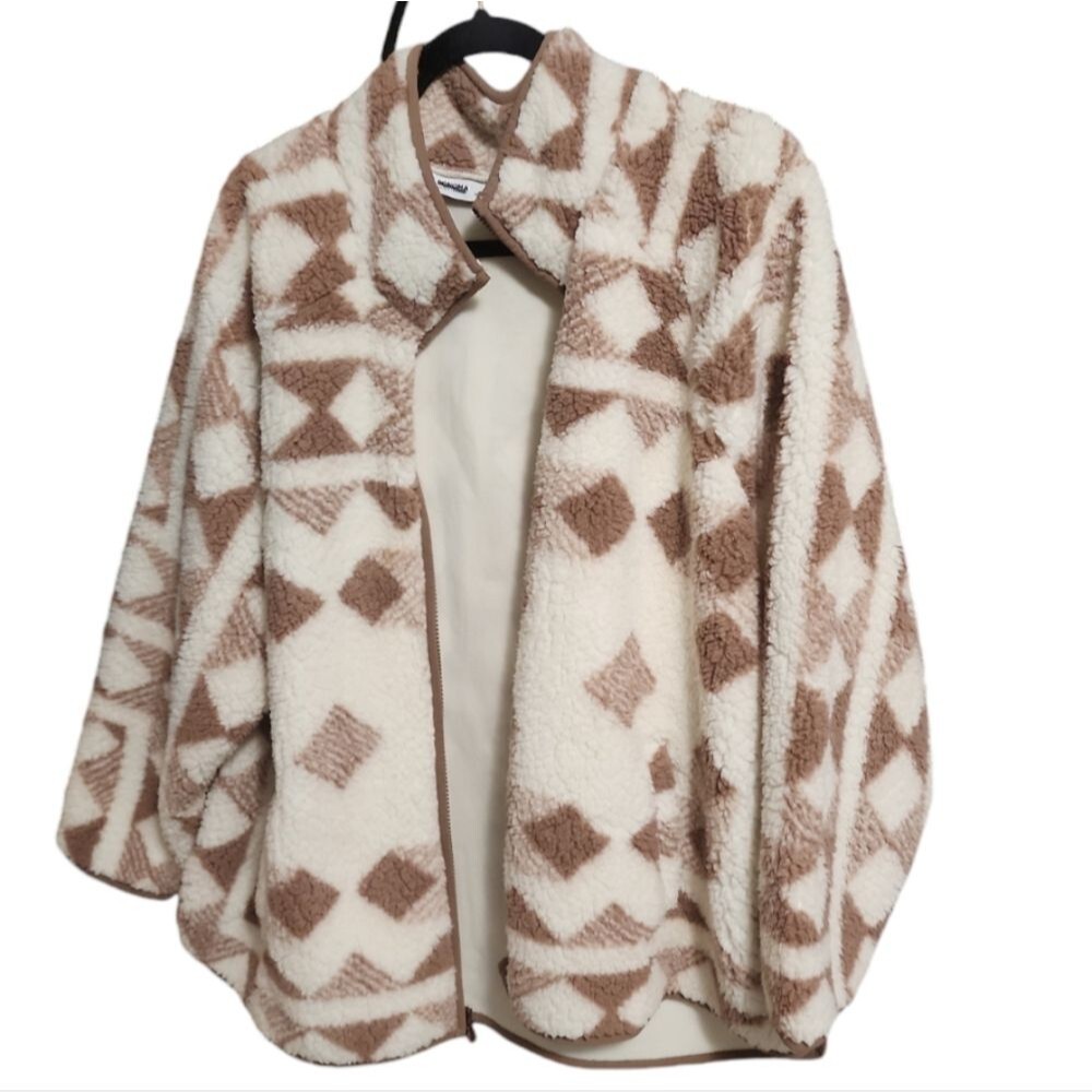 NWOT Sonoma Tribal Print Zippered Sweater with Pockets